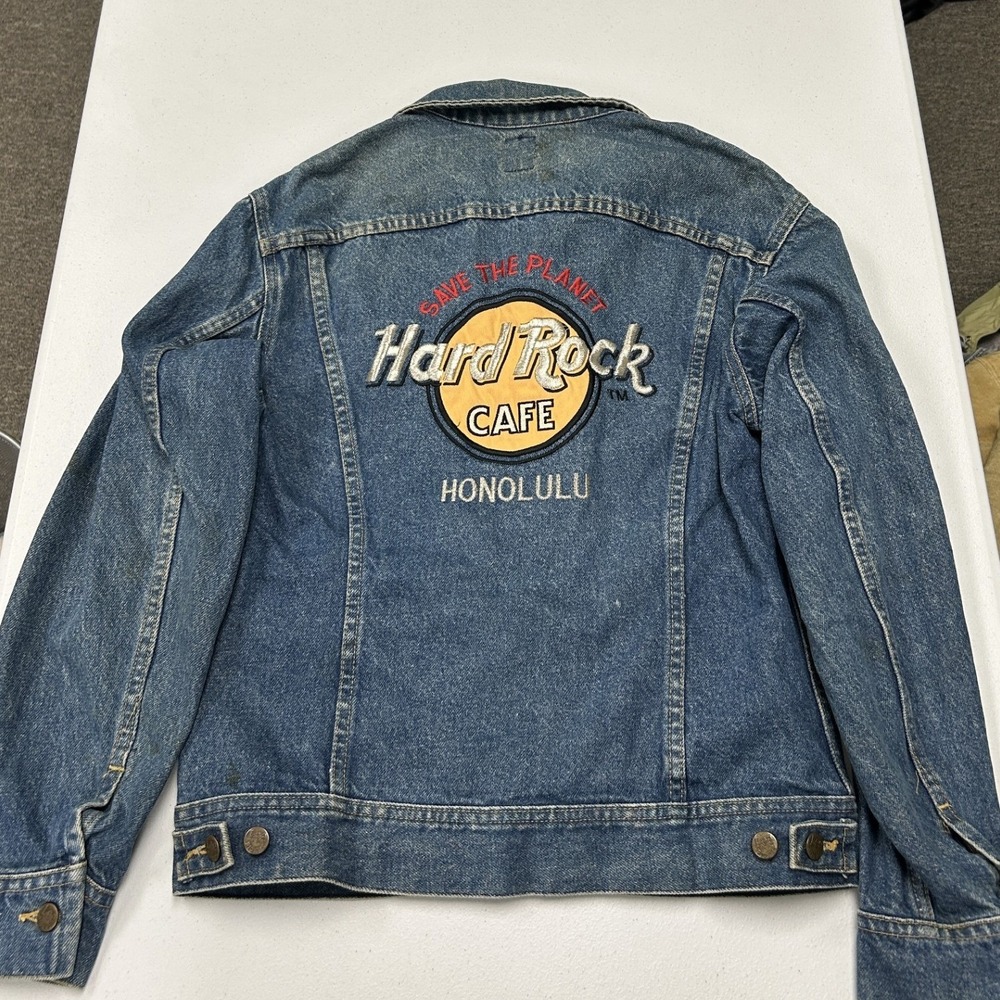80s Lee Denim Jacket Mens 38 Blue Hard Rock Cafe Honolulu Vintage Trucker